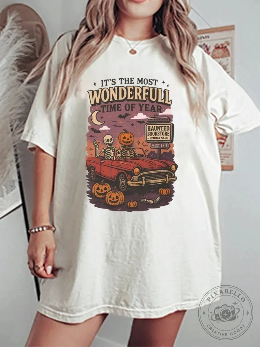 Halloween It's The Most Wonderful Time Of Year Skeleton Pumpkin T-Shirt